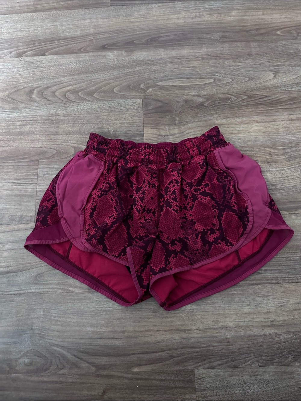 Lululemon Maroon Snake-Print Athletic Shorts